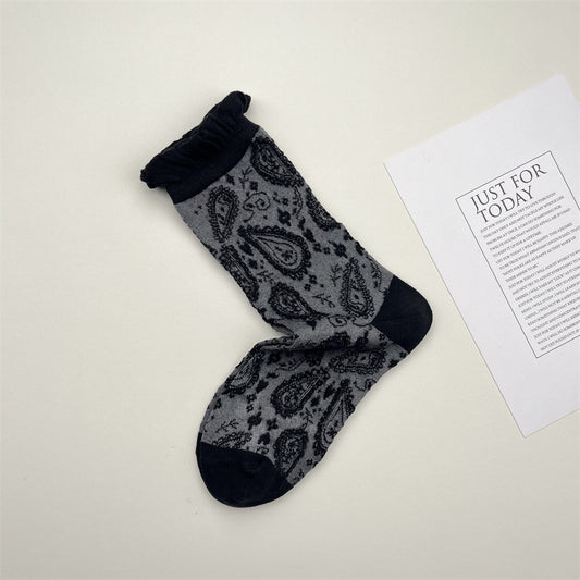 Gohobi South France Paisley Embossed Mid-Calf Socks