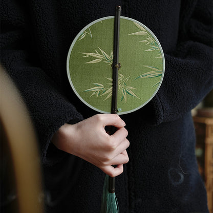 Gohobi Song Dynasty Style Round Hand Fan – Chinese Bamboo Handle Fan