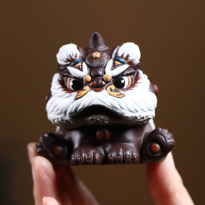 Gohobi Yixing Purple Clay Lion Dance Tea Pet – Handmade Guardian Ornament