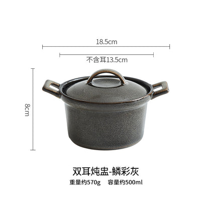 Gohobi Glaze Double-Handled Stew Pot