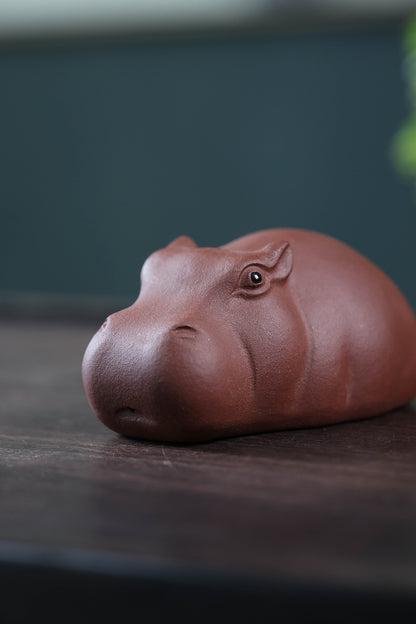 Gohobi Yixing Purple Clay Hippo Tea Pet – Handmade Zisha Tea Ceremony Ornament