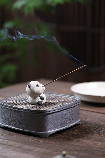 Gohobi Yixing Purple Clay Panda Tea Pet – Incense Holder and Lid Rest