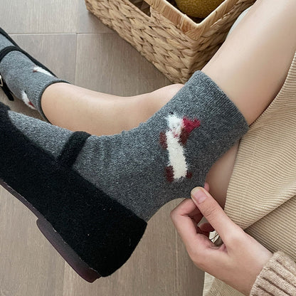 Gohobi Fleece-Lined Puppy Print Winter Socks