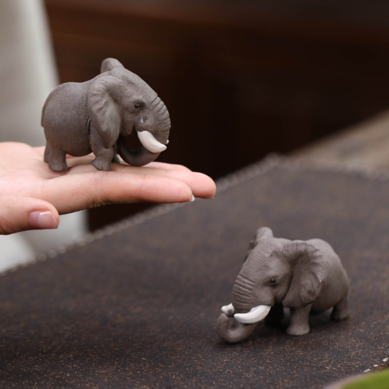 Gohobi Yixing Purple Clay Elephant Tea Pet – Handmade Lucky Tea Table Ornament