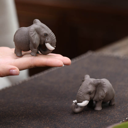 Gohobi Yixing Purple Clay Elephant Tea Pet – Handmade Lucky Tea Table Ornament