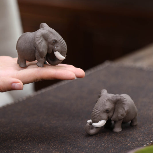 Gohobi Yixing Purple Clay Elephant Tea Pet – Handmade Lucky Tea Table Ornament