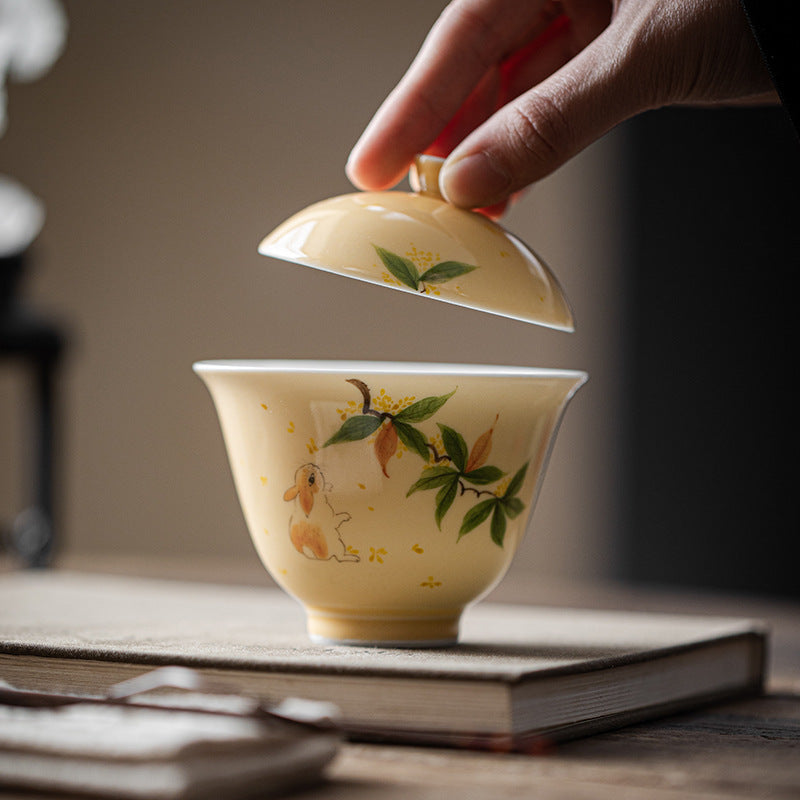 Gohobi Hand-Painted Osmanthus Rabbit Gaiwan