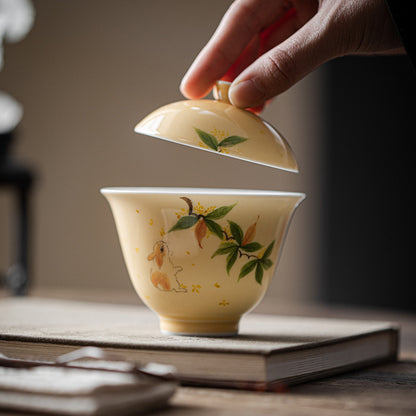 Gohobi Hand-Painted Osmanthus Rabbit Gaiwan