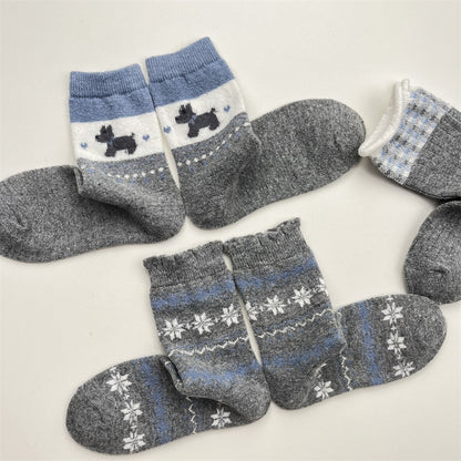 Gohobi Blue-Grey Puppy Wool Socks