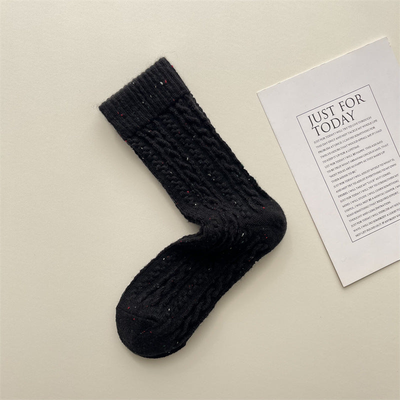 Gohobi Cable Knit Wool Mid-Calf Socks