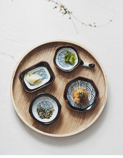 Gohobi Creative Japanese Ceramic Wave Pattern Sauce Dish