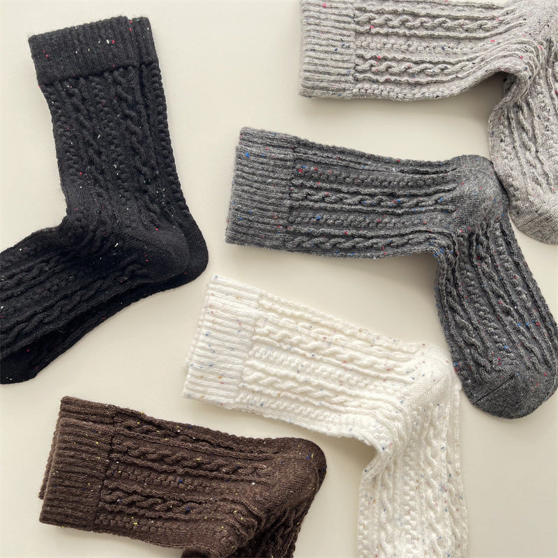 Gohobi Cable Knit Wool Mid-Calf Socks