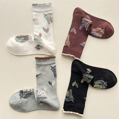 Gohobi Korean Floral Mesh Mid-Calf Socks