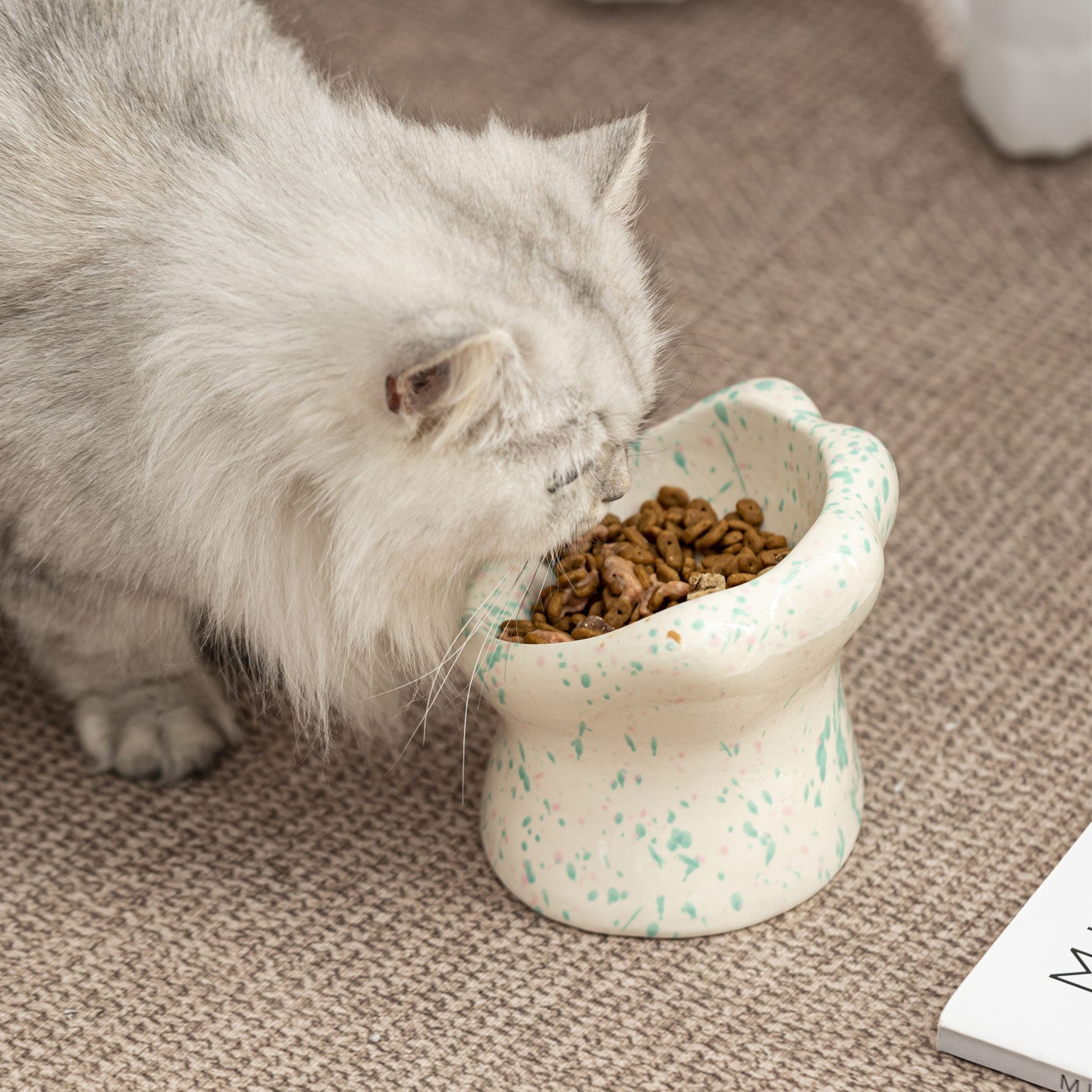 Gohobi Cat Paw Raised Ceramic Pet Bowl