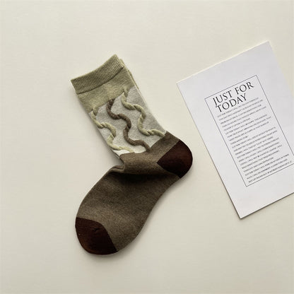Gohobi Vintage Floral Wool Mid-Calf Socks