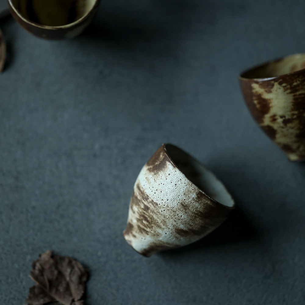 Gohobi Handmade Wood-fired Brown Ceramic Tea Cup (Tall version)