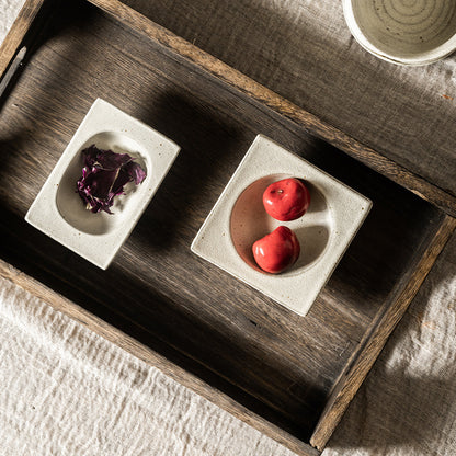 Gohobi Japanese Vintage Jingdezhen Coarse Pottery Square Condiment Dish