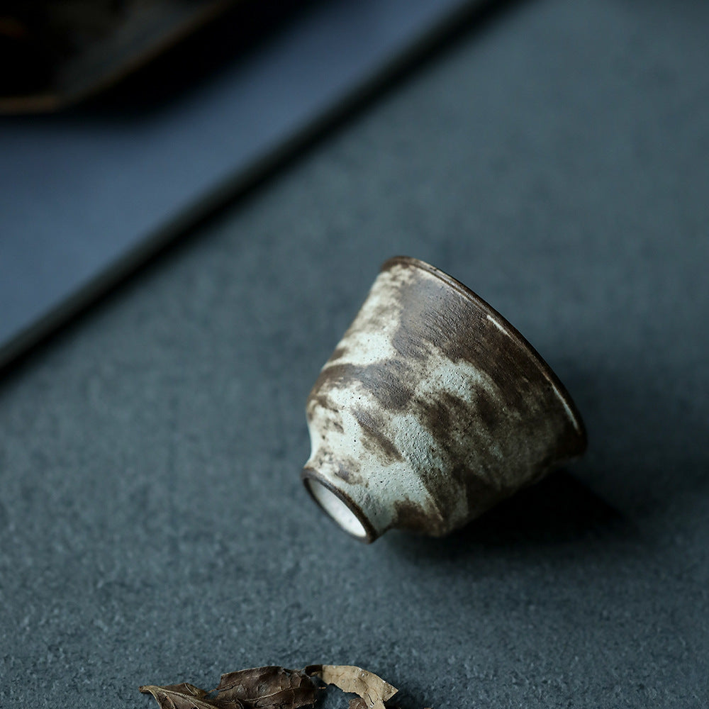 Gohobi Handmade Wood-fired Brown Ceramic Tea Cup (Short version)