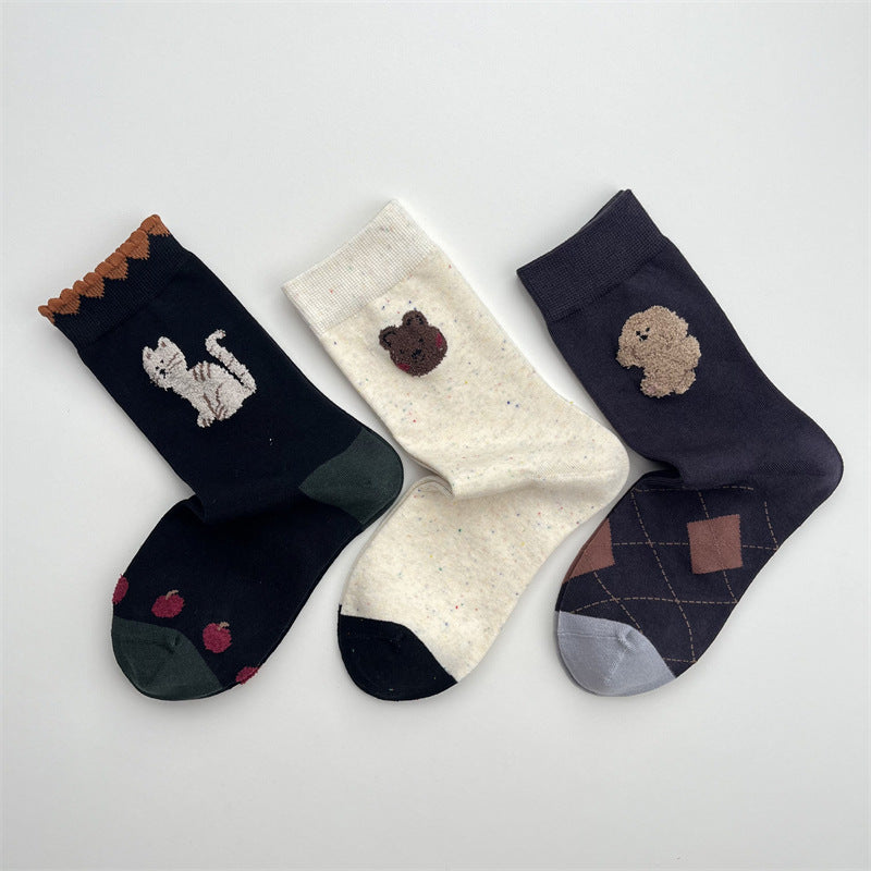 Gohobi Animal Jacquard Mid-Calf Socks