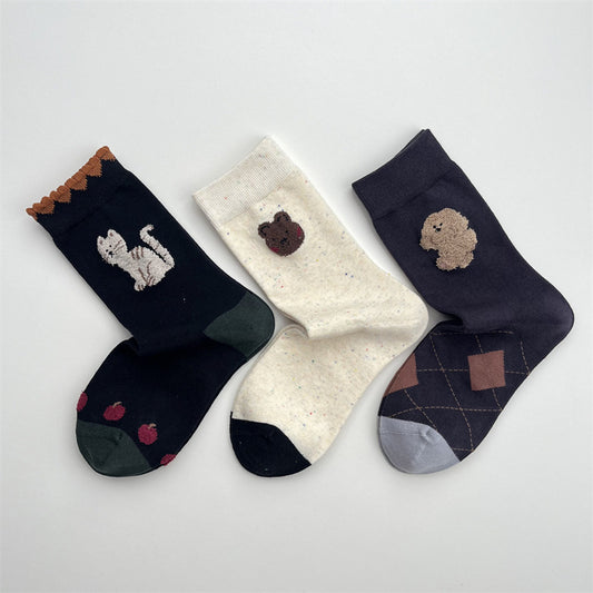 Gohobi Animal Jacquard Mid-Calf Socks