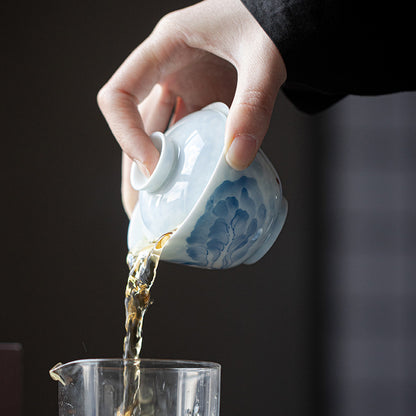 Gohobi White Porcelain Blue-and-White Cabbage Gaiwan