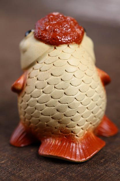 Gohobi Yixing Purple Clay Goldfish Tea Pet – Handmade Incense Holder Ornament