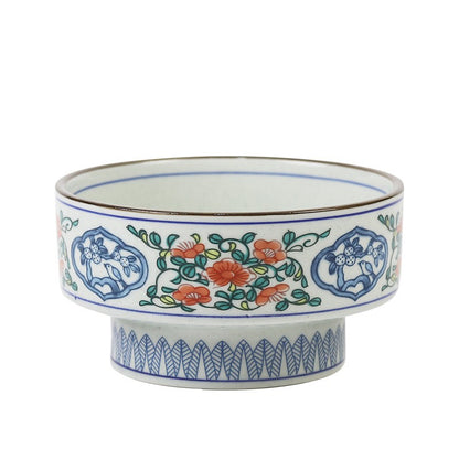 Gohobi Japanese Ikebana High-Foot Ceramic Bowl – Retro Floral Arrangement Vessel