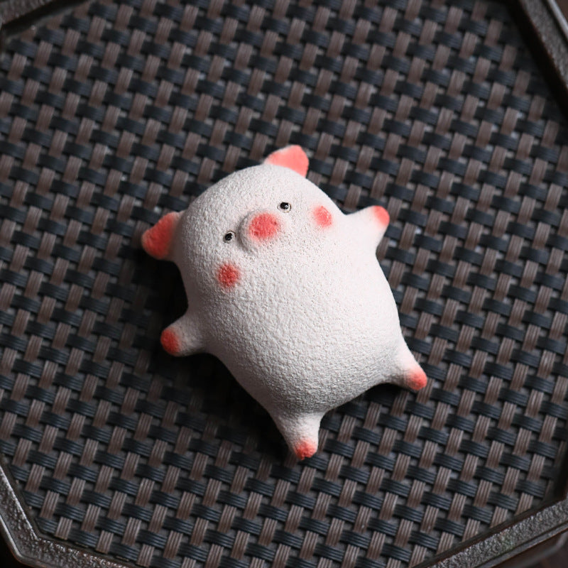 Gohobi Yixing Purple Clay Twelve Zodiac Pig Tea Pet – Handmade Sleeping Pig Ornament