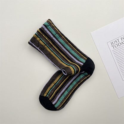 Gohobi Colorful Striped Mid-Calf Socks