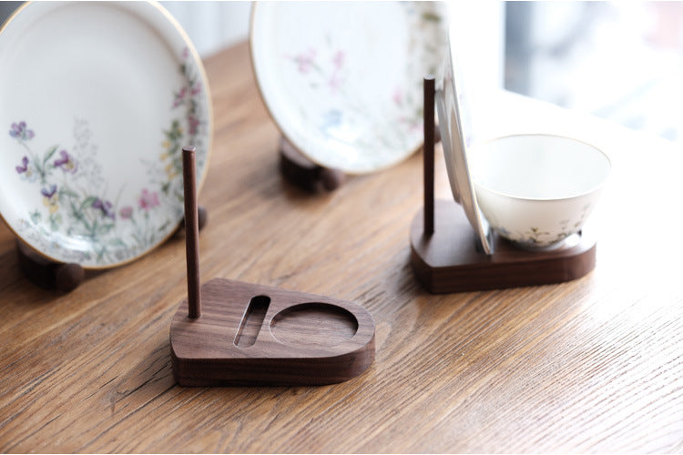 Gohobi Black Walnut Plate Display Rack