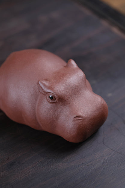 Gohobi Yixing Purple Clay Hippo Tea Pet – Handmade Zisha Tea Ceremony Ornament
