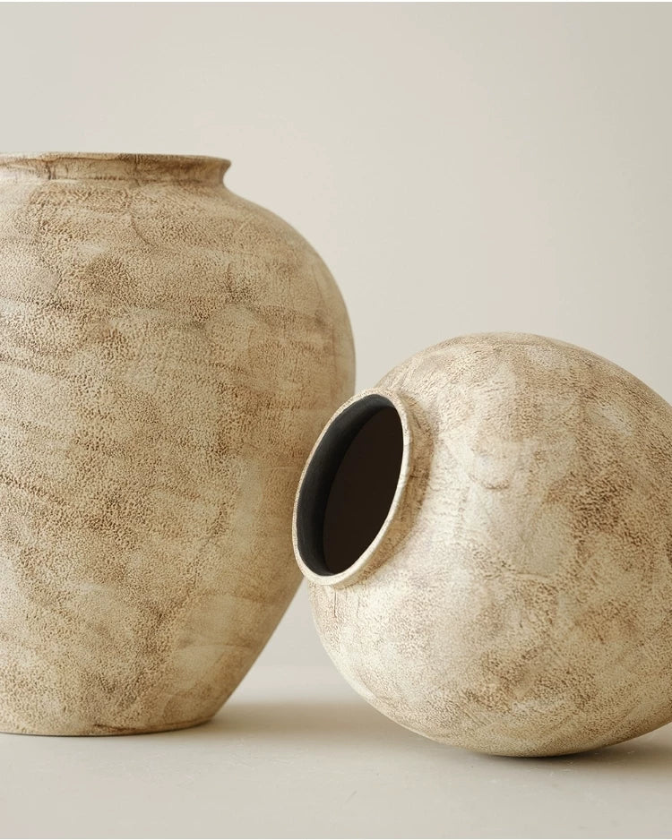 Gohobi Japanese Style Wabi-Sabi Stone Texture Large Ceramic Vase – Handmade Dried Flower Arrangement Vase