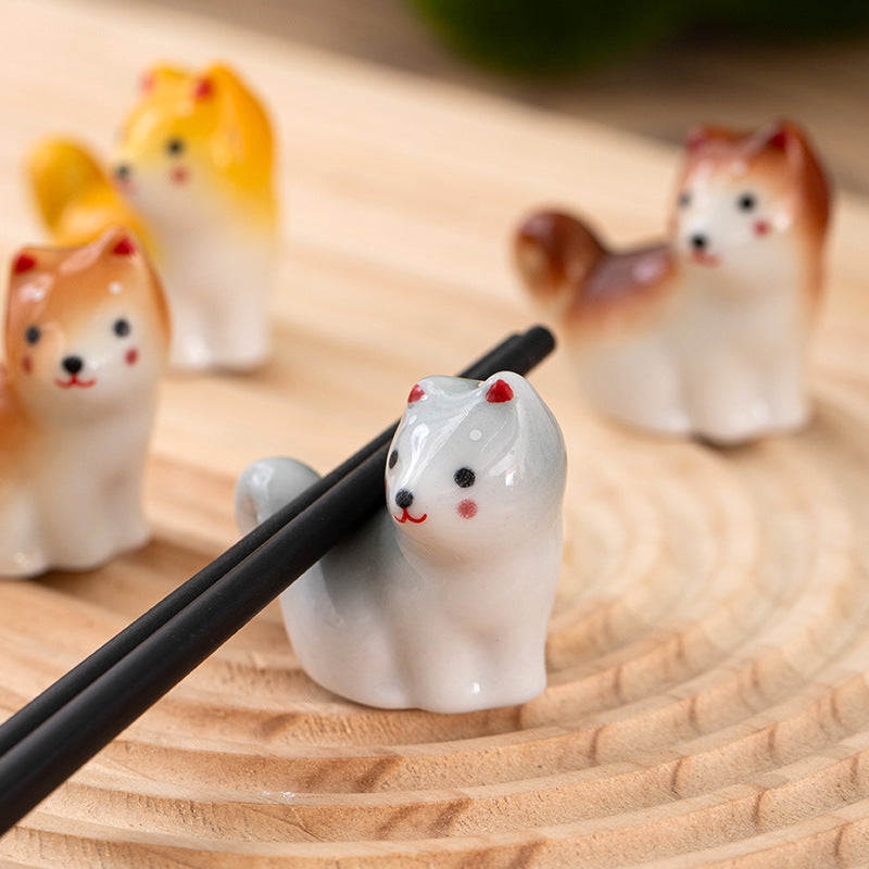 Gohobi Handmade Ceramic Shiba Inu Ornament Chopsticks Rest