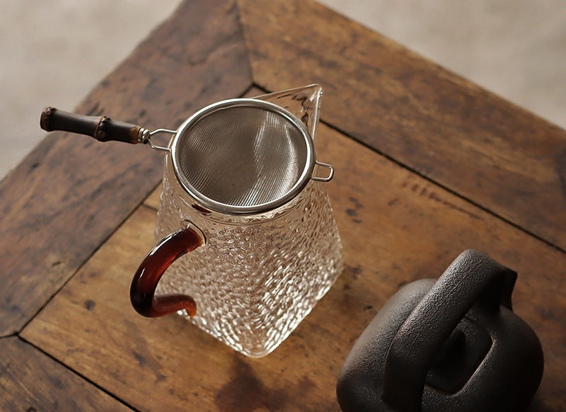 Gohobi New Purple Bamboo Handle Stainless Steel Tea Strainer