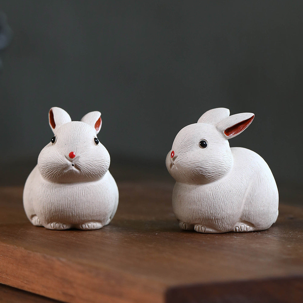 Gohobi Yixing Purple Clay Rabbit Tea Pet – Handmade Zodiac Bunny Tea Table Ornament