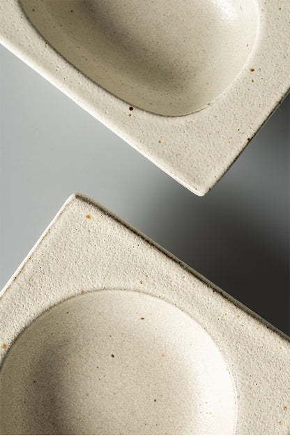 Gohobi Japanese Vintage Jingdezhen Coarse Pottery Square Condiment Dish