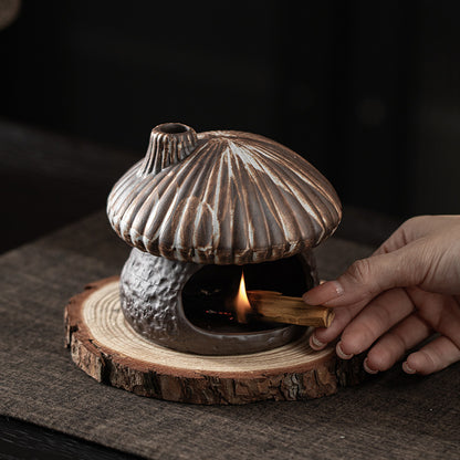 Gohobi Mushroom House Ceramic Aromatherapy Fireplace Burner