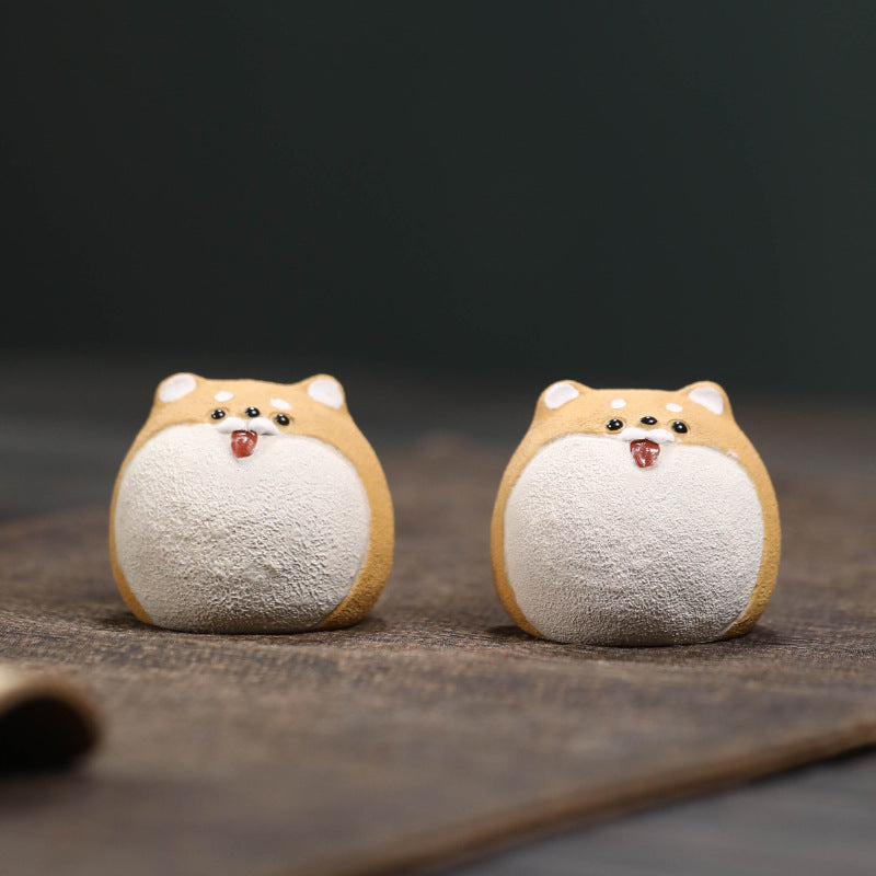 Gohobi Yixing Purple Clay Shiba Inu Tea Pet – Handmade Zodiac Dog Ornament