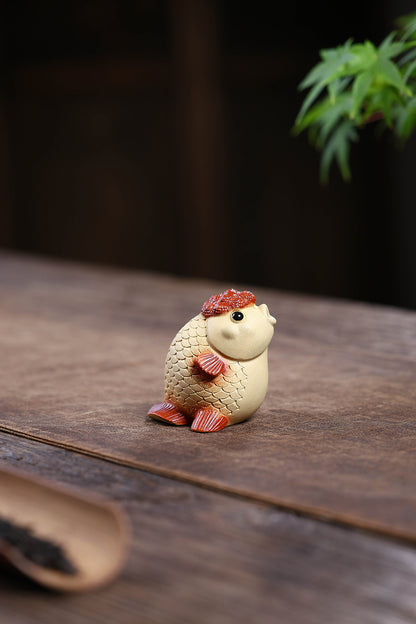 Gohobi Yixing Purple Clay Goldfish Tea Pet – Handmade Incense Holder Ornament