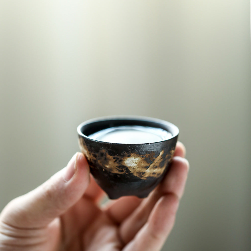 Gohobi Handmade Old Rock Mud Three-legged Ceramic Tea Cup