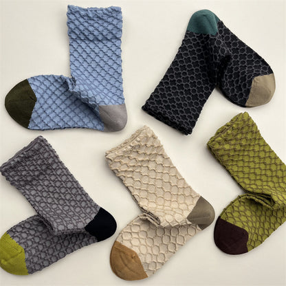 Gohobi Geometric Embossed Cotton Socks