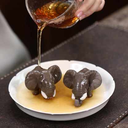 Gohobi Yixing Purple Clay Elephant Tea Pet – Handmade Lucky Tea Table Ornament