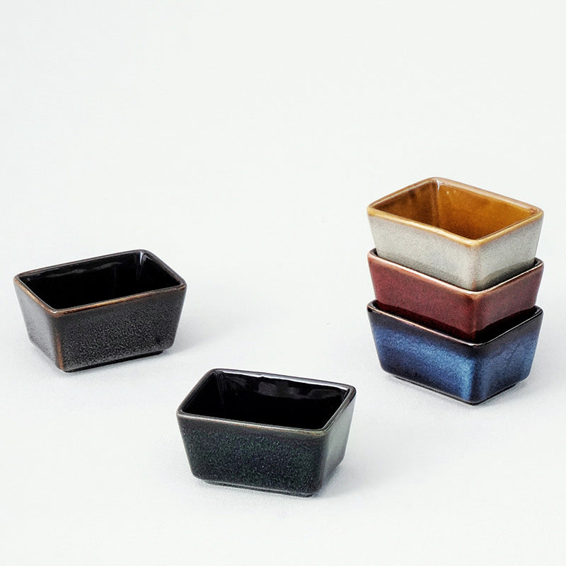 Gohobi Iridescent Kiln-Change Rectangular Ceramic Sauce Bowl