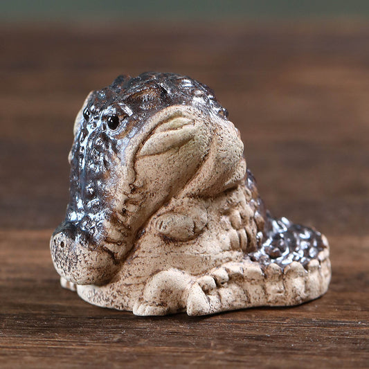 Gohobi Yixing Purple Clay Crocodile Tea Pet – Handmade Wealth Guardian Tea Table Ornament