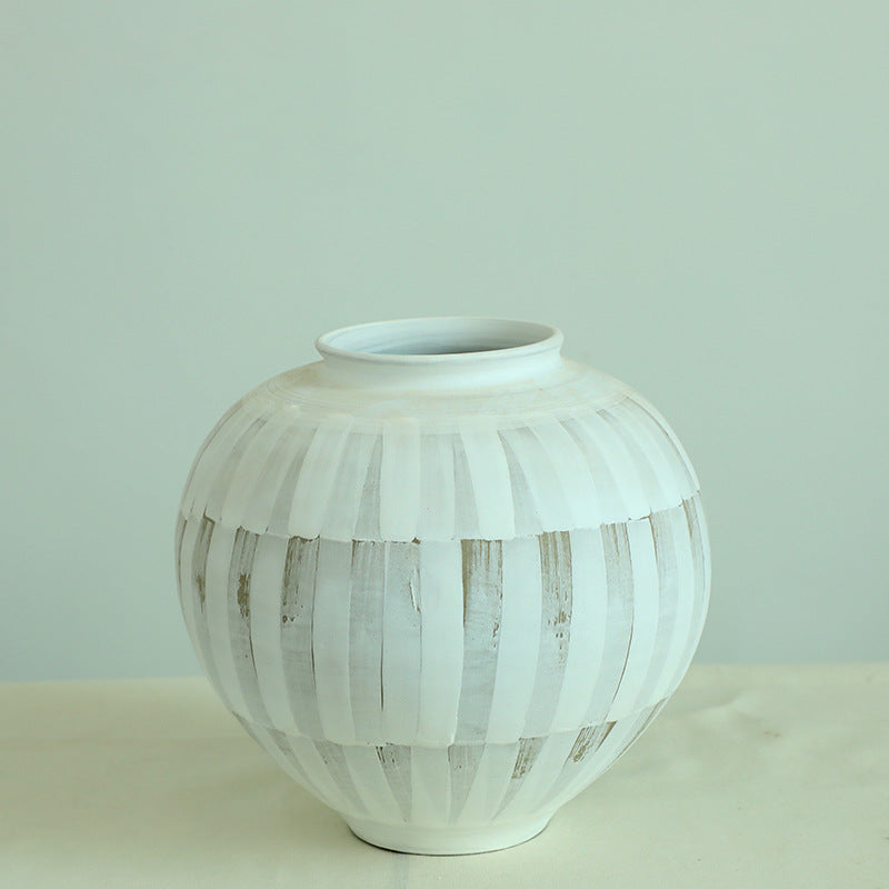 Gohobi Wabi-Sabi White Coarse Pottery Vase