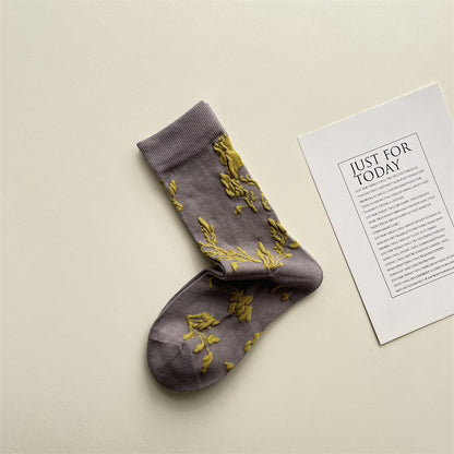 Gohobi Vintage Botanical Embossed Cotton Socks