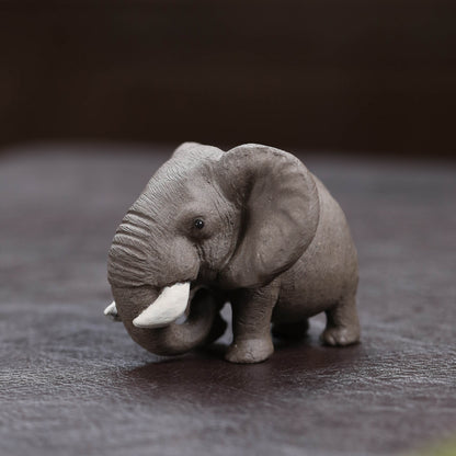 Gohobi Yixing Purple Clay Elephant Tea Pet – Handmade Lucky Tea Table Ornament