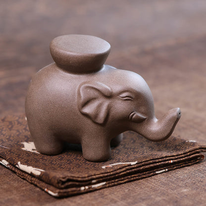 Gohobi Yixing Purple Clay Elephant Lid Holder – Handmade Teapot Lid Rest