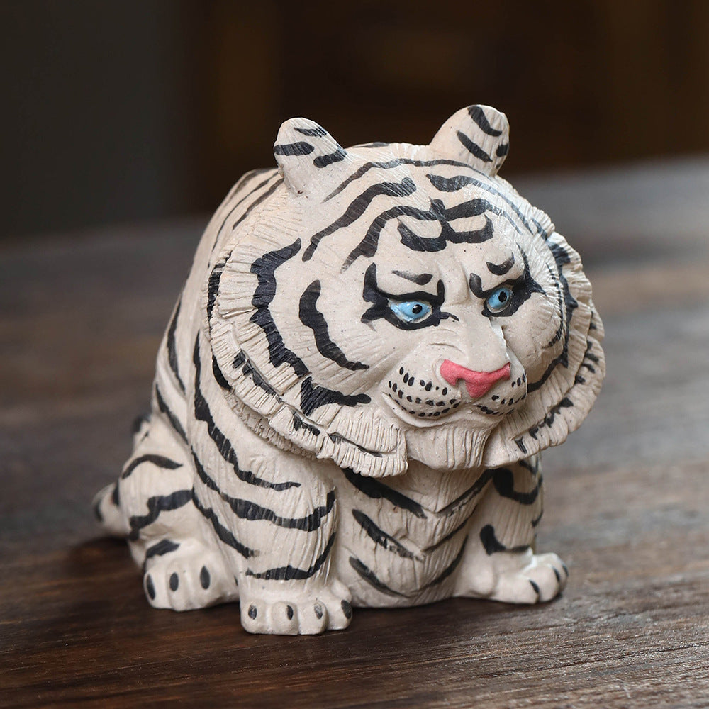 Gohobi Yixing Purple Clay Lucky Tiger Tea Pet – Hand-Painted Zisha Ornament