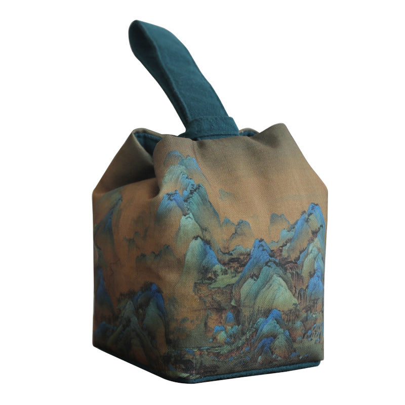 Gohobi Birds Mountains Rivers Teaware Storage Travel Bag (Handle Version)